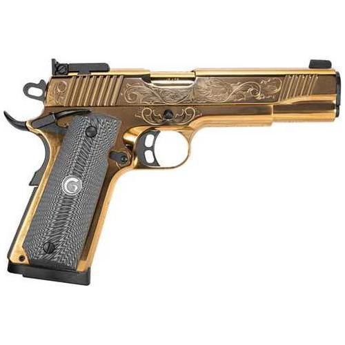 Girsan MC1911 Match Engraved Semi-Automatic Pistol .45 ACP 5" Barrel (1)-8Rd Magazine Black G10 Grips Gold Finish - Buy A Gun