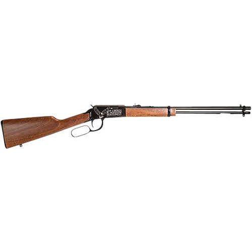 Rossi Rio Bravo Lever Action Rifle .22 WMR 20" Round Barrel 12 Round Capacity Polished Black Receiver with July 4 Eagle Engraving Wood Stock Black Finish