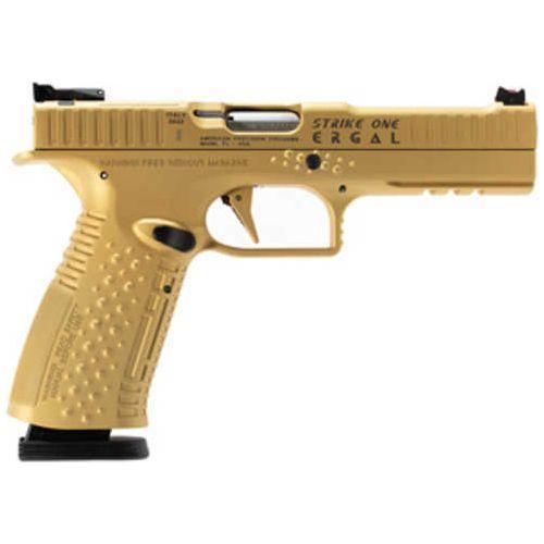 American Precision Strike One Ergal Semi-Automatic Pistol 9mm Luger 5" Barrel (2)-17Rd Magazines Gold Brushed Finish - Buy A Gun