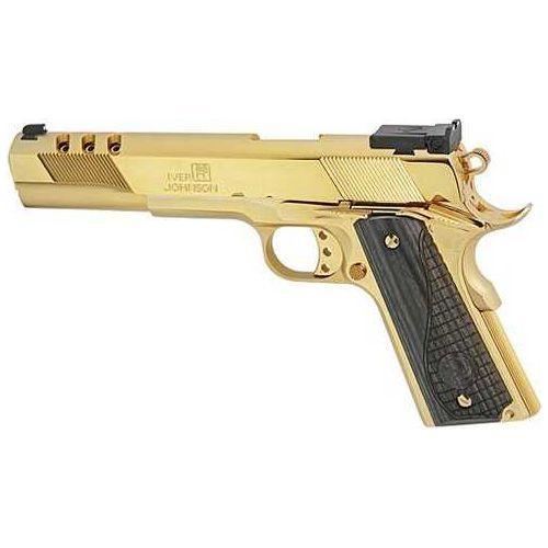 Iver Johnson Eagle XL Ported Semi-Automatic Pistol 10mm 6" Barrel (1)-8Rd Magazine Black Wood Grips Gold Finish - Buy A Gun