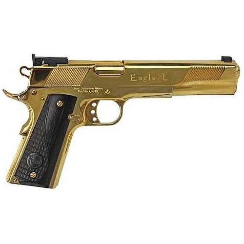 Iver Johnson Eagle XL Semi-Automatic Pistol 10mm 6" Barrel (1)-8Rd Magazine Black Wood Grips Gold Finish - Buy A Gun