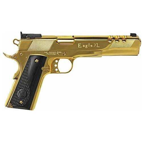 Iver Johnson Eagle Xl Ported Semi-Automatic Pistol .45 ACP 6" Barrel (1)-8Rd Magazine Adjustable Sights Black Wood Grips 24K Gold Plated Finish - Buy A Gun