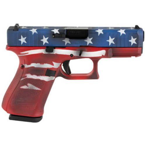 Glock 19 GEN 5 Compact Semi-Automatic Pistol 9mm Luger 4.02" Barrel (1)-15Rd Magazine Red, White And Blue Battle Worn Flag Skydas Cerakote Finish - Buy A Gun