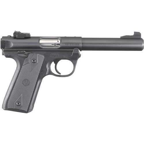 Ruger Mark IV Semi-Autoamtic Pistol .22 Long Rifle 5.5" Barrel (2)-10Rd Magazines Checkered Black Synthetic Grips Blued Finish - Buy A Gun