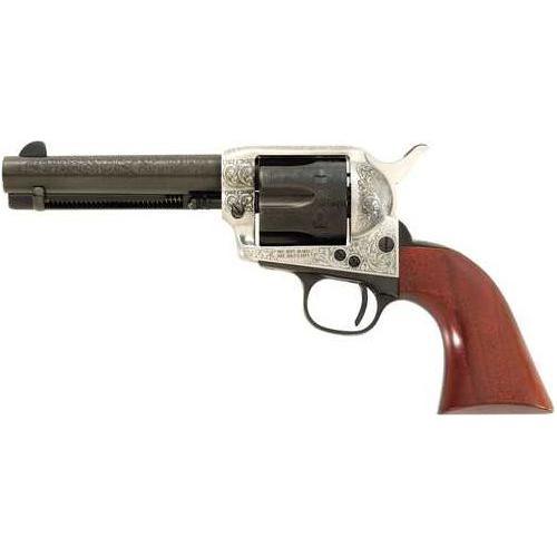 Taylor Uberti 1873 Cattleman Photo Engraved Revolver 357 Mag 4.75" Barrel With White/Blue Laser Coin Finish and Walnut Grips - Buy A Gun