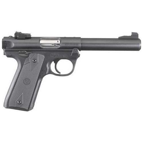 Ruger Mark IV Target Semi-Automatic Pistol .22 Long Rifle 5.5" Bull Barrel (2)-10Rd Magazines Fixed Front/Adjustable Rear Sights Checkered Synthetic Grips Blued Finish - Buy A Gun