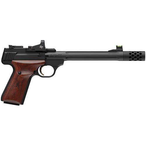 Browning Buckmark Hunter With Optic Semi-Automatic Pistol .22 Long Rifle 7.65" Barrel (1)-10Rd Magazine Crimson Trace Red Dot Included Rosewood Laminate Grips With Gold Buckmark Black Finish - Buy A Gun