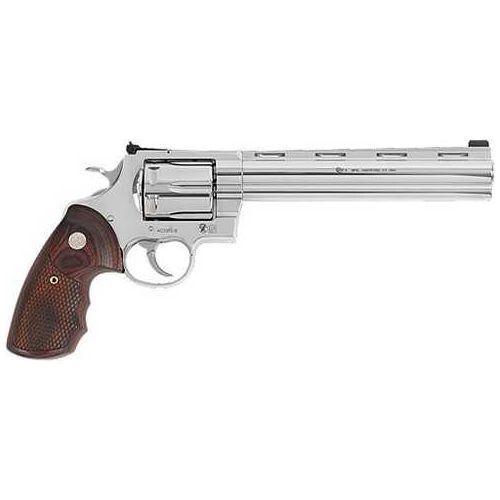 Colt Anaconda Revolver 44 Remington Magnum 8" Barrel 6 Round Capacity Fixed Sights Snake Scale Wood Grips Stainless Steel Finish - Buy A Gun