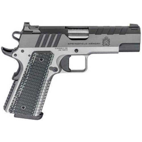 Springfield Emissary 1911 Semi-Automatic Pistol 9mm Luger 4.25" Barrel (2)-9Rd Magazines G10 Grips Forged Carbon Steel Blued Slide Silver Finish - Buy A Gun