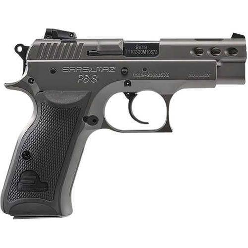 SAR USA P8SST P8S Compact 9mm Luger 17+1 3.80" Black Ported Steel Barrel, Stainless Steel Ported/Serrated Slide, Stainless Steel Frame w/Beavertail, Black Polymer Grip, Manual Thumb Safety, Right Hand - Buy A Gun