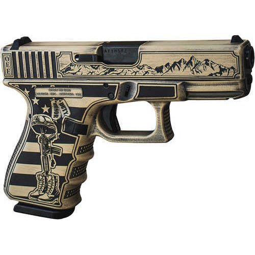 Glock G19 Gen5 MOS Pistol 9mm Luger 4.02" Barrel 10Rd Tan/Black Cerakote Engraved Finish - Buy A Gun