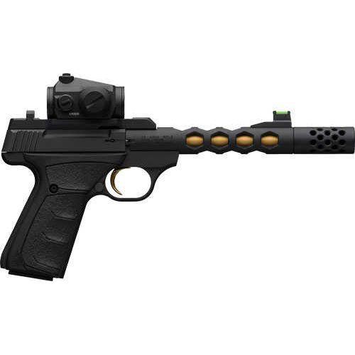 Browning Buck Mark Plus Vision Single Action Semi-Auto Pistol .22 Long Rifle 5.9" Gold Barrel (1)-10Rd Magazine Includes Vortex Crossfire Red Dot Sight Polymer Grips Black Finish - Buy A Gun