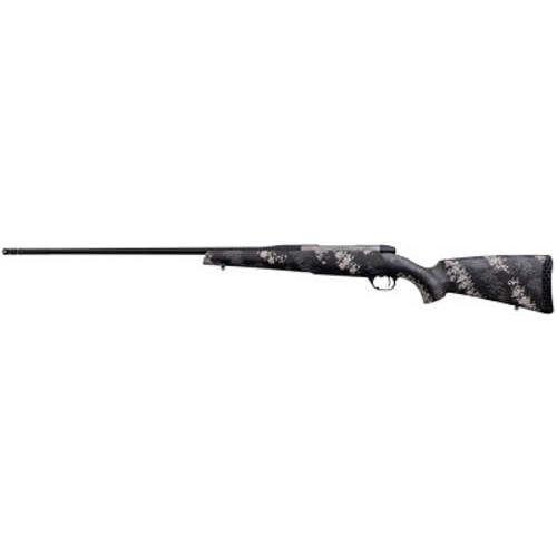 Weatherby Mark V Backcountry 2.0 Ti Bolt Action Rifle 240 Magnum 24" Flutted Titanium Barrel Cerakote Grapite Black Grey/White Sponge Camoflauge Pattern Exposed Carbon Fiber Stock Muzzle Brake Right Hand 5 Rounds